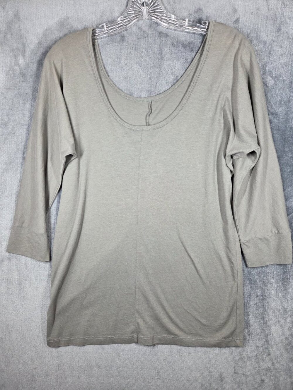Lilla P Womens Taupe Scoopneck T-shirt Shirt Top Size M 3/4 Length Sleeve
